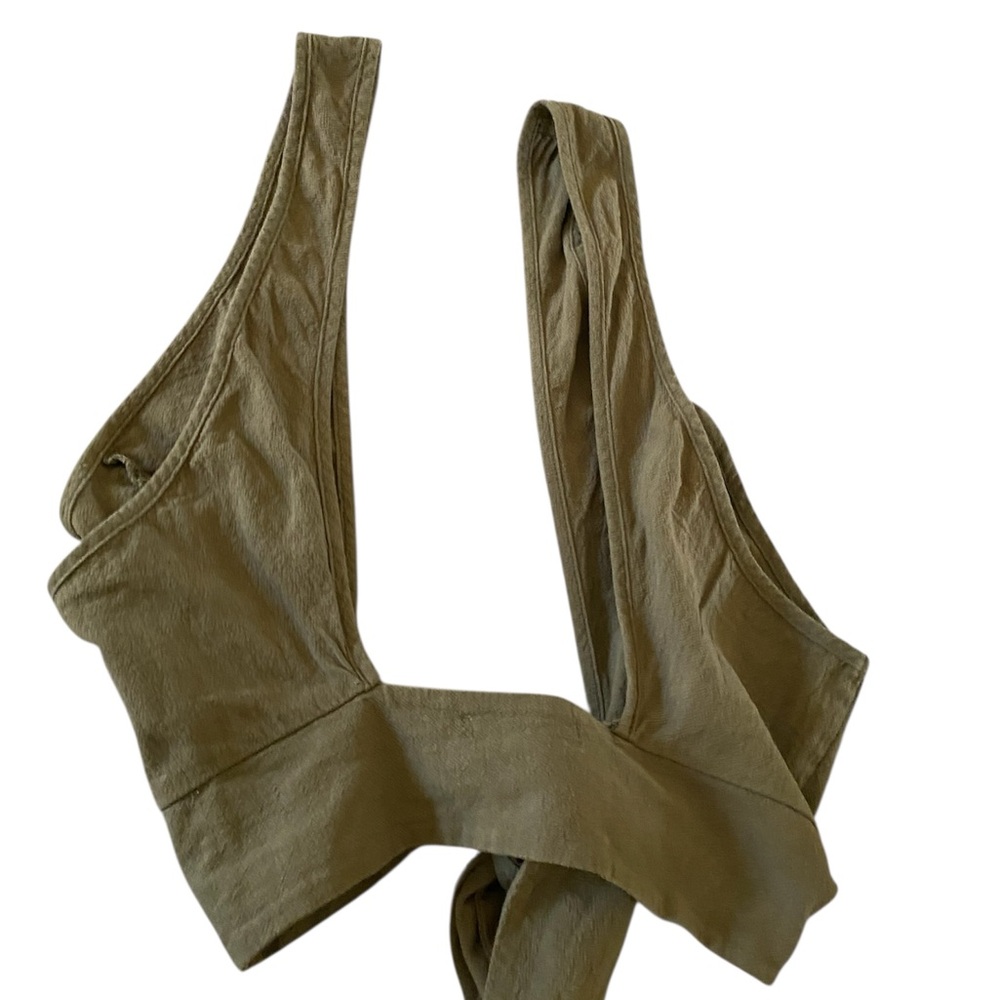 Boho Olive Green Front Tie Top | Minimalist Summer Staple | Small - Picture 4 of 6